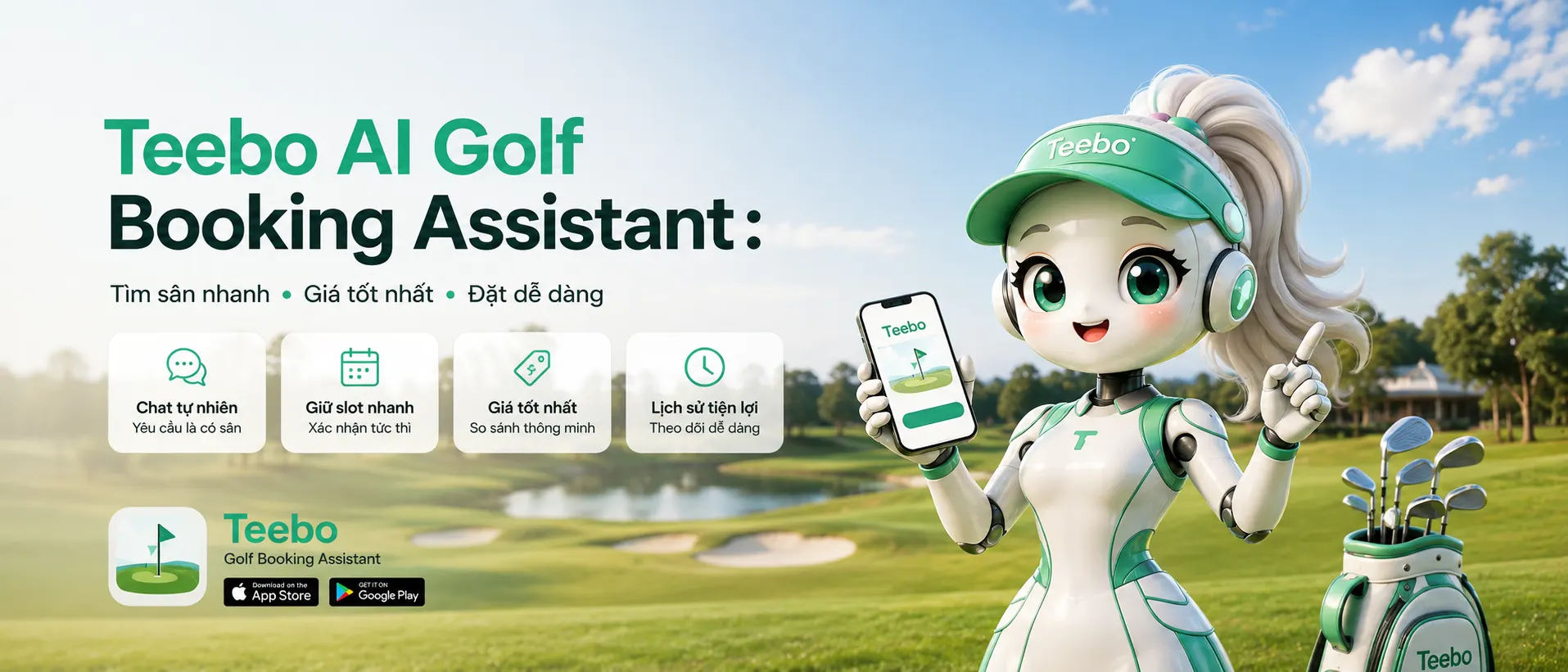 Teebo — trợ lý AI đặt sân golf: tìm sân nhanh hơn, giá tốt hơn mỗi ngày